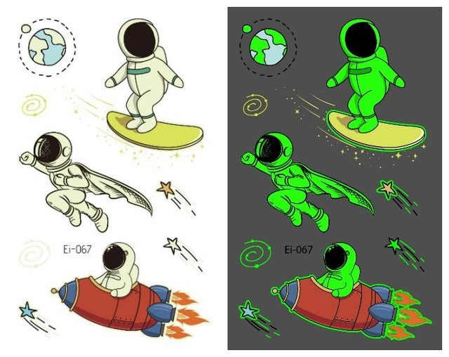 Waterproof Kids Aerospace Luminous Tattoo Stickers