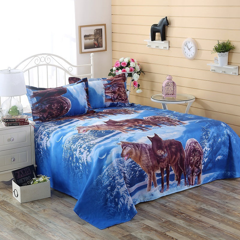 3D single bed sheet three-piece set