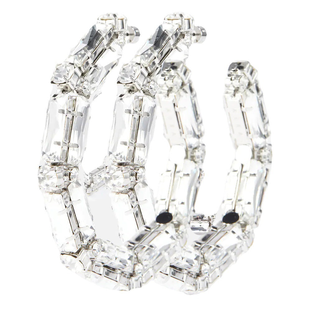 Rhinestone Earrings - Personalized Fashion Hoop Exaggerated Earrings