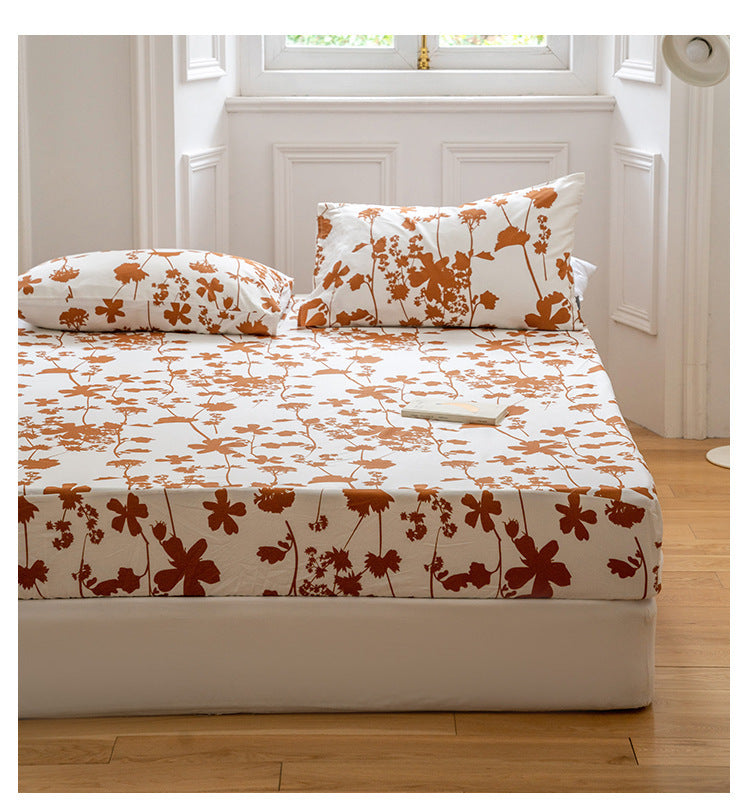 Cotton Printed Bed Sheet Single Item Pastoral Style Flower Single Piece