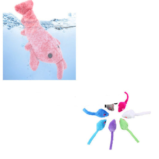 Electric Jumping Shrimp USB Charging Simulation Lobster Cat Toy - Plush Pet Toy