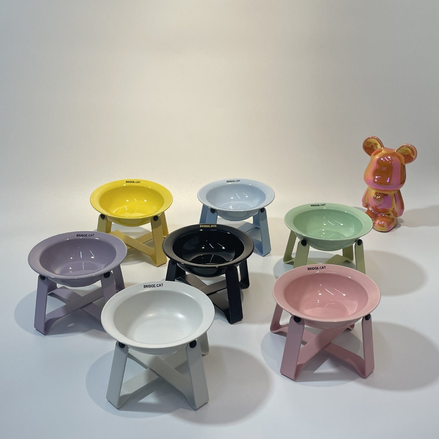 Ceramic Cat Bowl Cat Iron Frame High Leg Tableware Combination Fairy Dining Rack Cat Food Holder