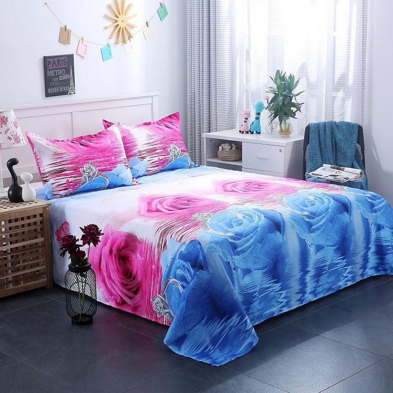 3D single bed sheet three-piece set