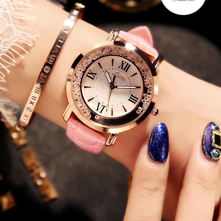 Rhinestone Dial Women's Retro Belt Quartz Watch