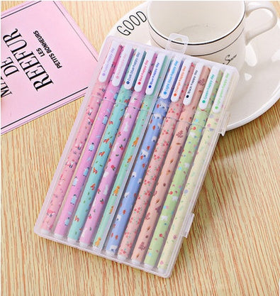 10 Pcs Pack Colored Gel Pen Ink Pen Promotional Gift Stationery School & Office Supply