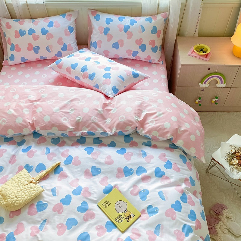 Printed Cartoon Girl Quilt Cover Cotton Four-piece Bed Sheet