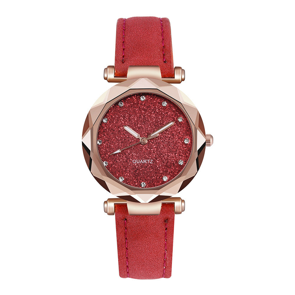 Starry Watch with Imitation Leather Strap