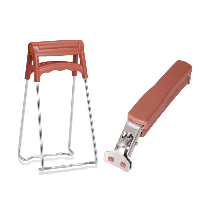 A pair of kitchen tongs with red handles and stainless steel structure, measuring 18cm in length and 4cm at the gripping area.