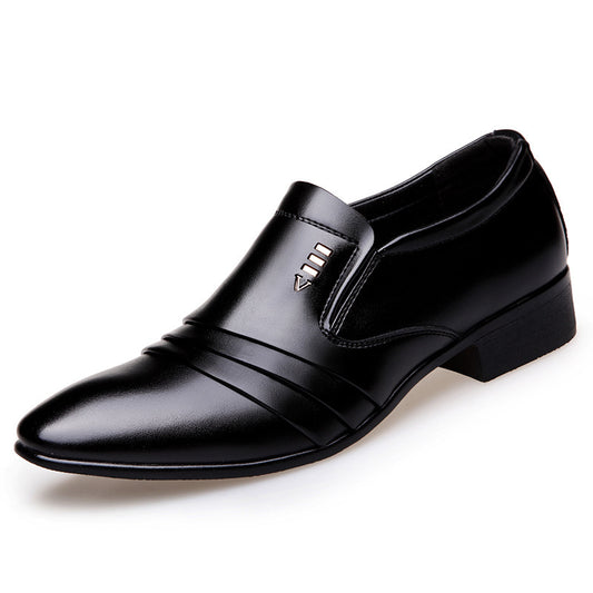 Black dress shoe on a white background