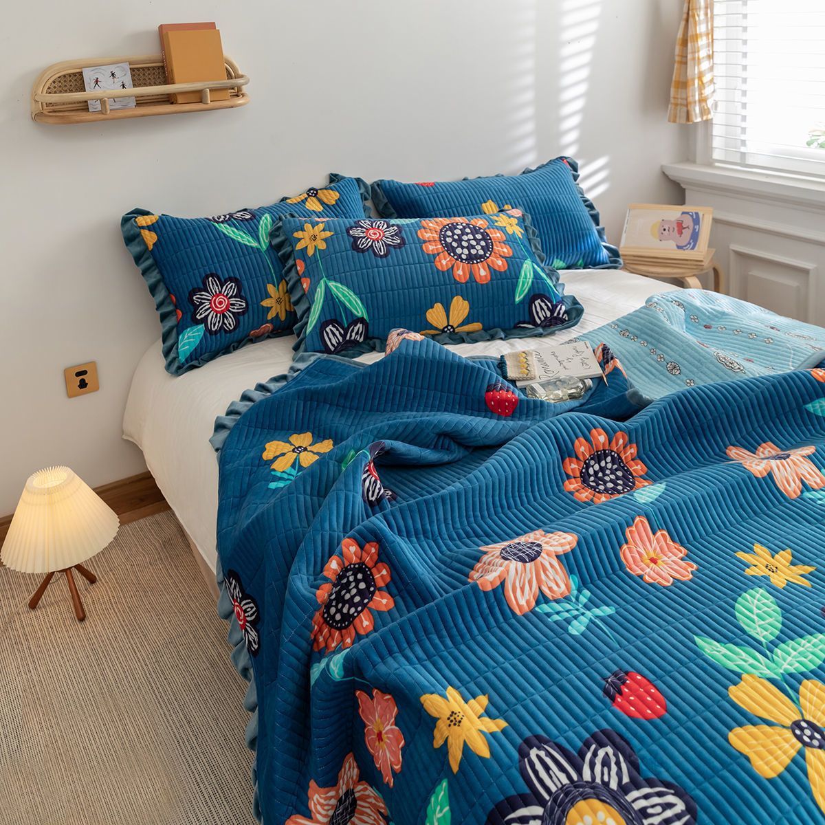 Milk Fleece Non-slip Double-sided Warm Printed Bed Sheet