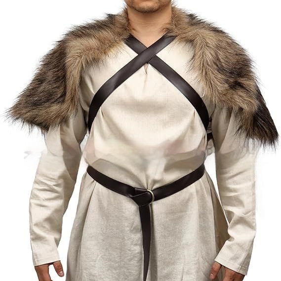 Viking Men's Cape And Shawl Oversleeve Booties Suit Artificial Wool