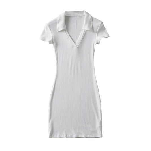 White dress with a collar on a white background