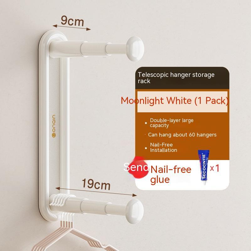 Retractable Hanger Storage Rack - Punch-Free Organizer