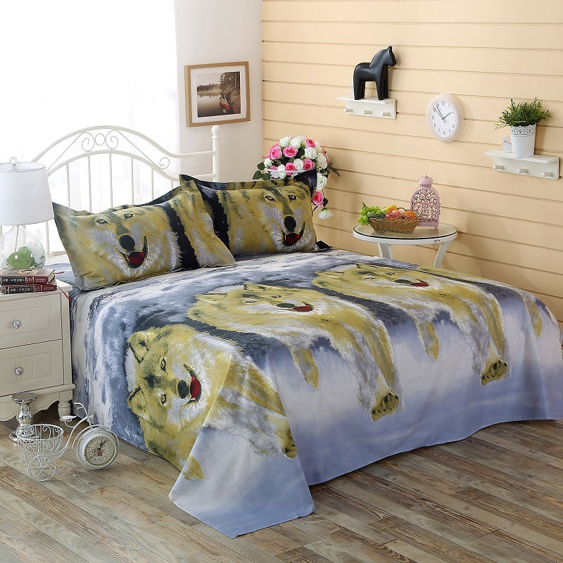 3D single bed sheet three-piece set