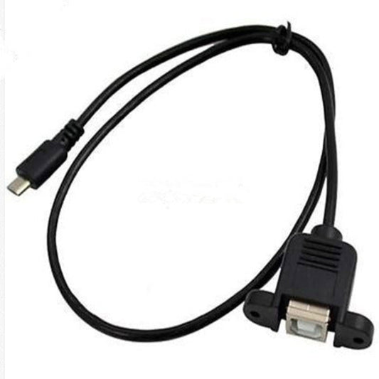 Black USB cable with connectors on a white background