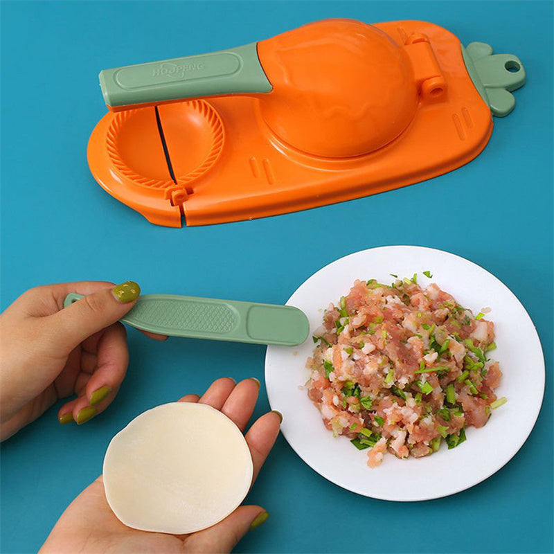 Pasta press with a plate of pasta and vegetables on a blue background