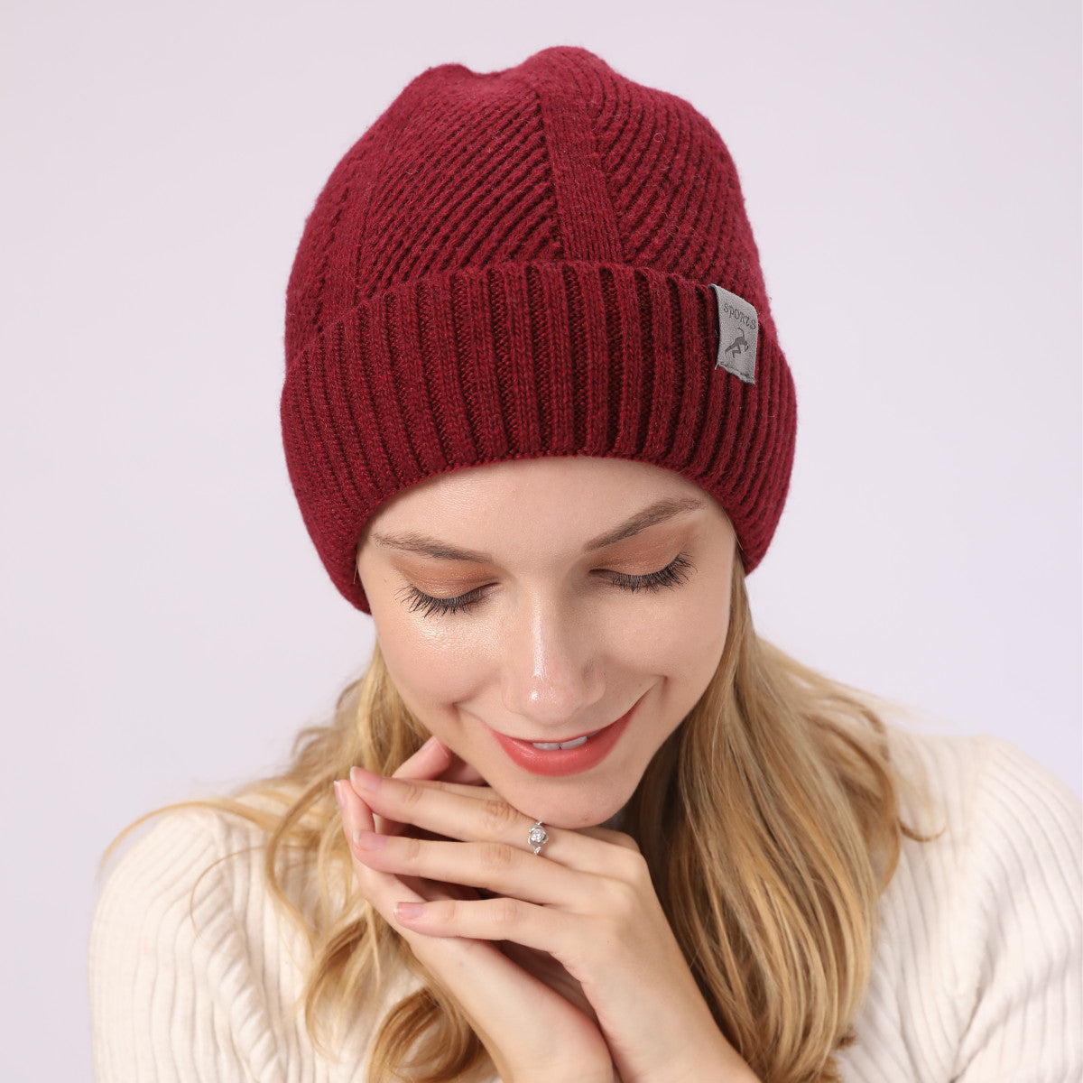 Unisex Curled Velvet Wool Knitted Hat