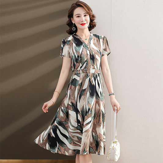 Mom Wear Over The Knee Dress Summer Wear