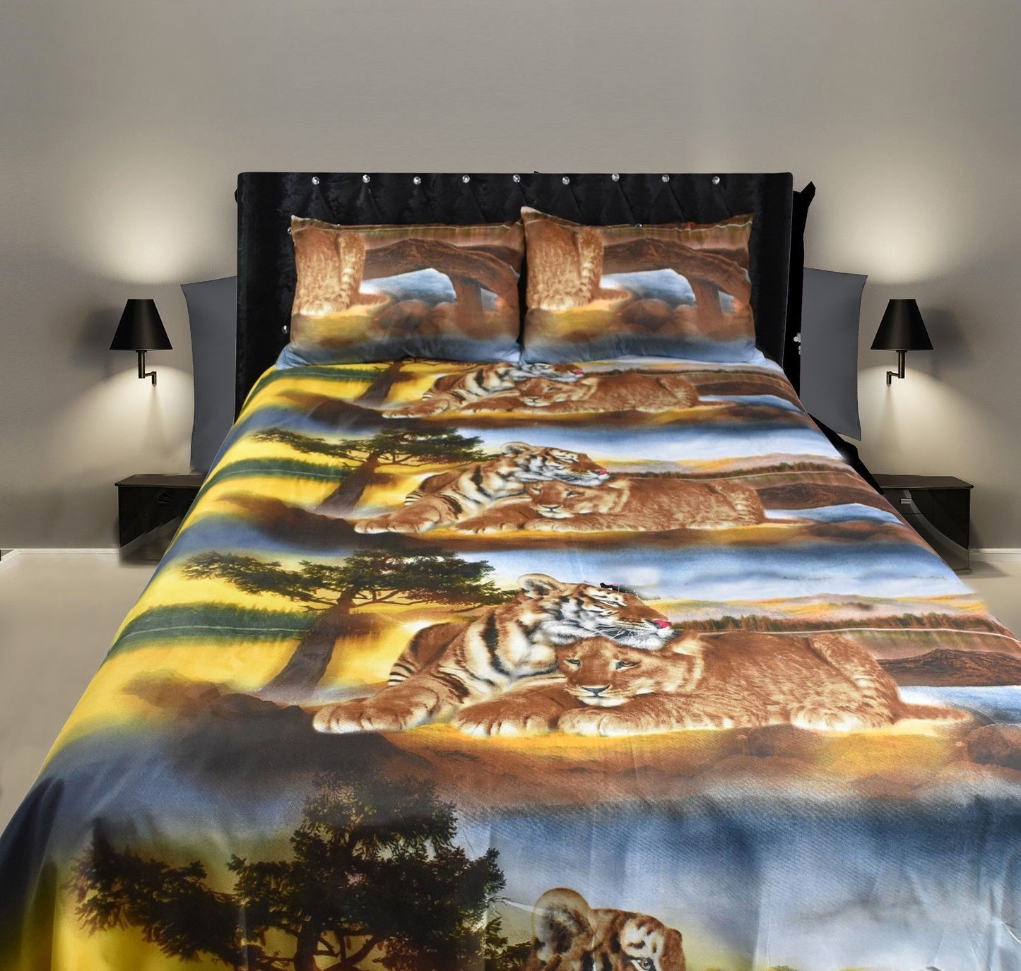 3D single bed sheet three-piece set
