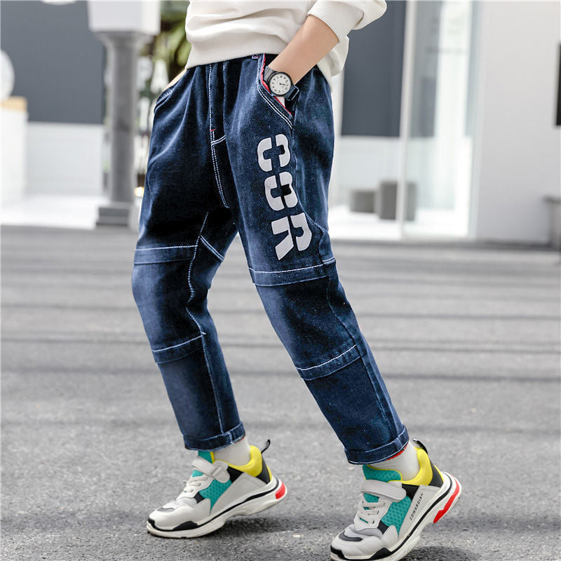 Boys Jeans - Autumn and Winter New One-piece Velvet