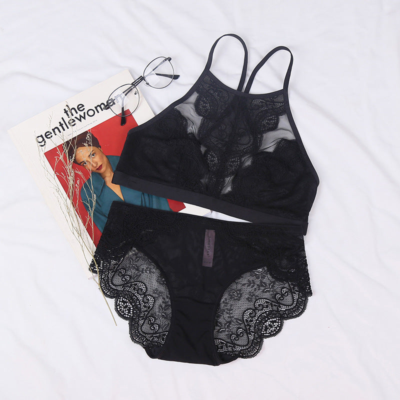 Comfortable Ultra-Thin Bra Set with Embroidery and Jacquard