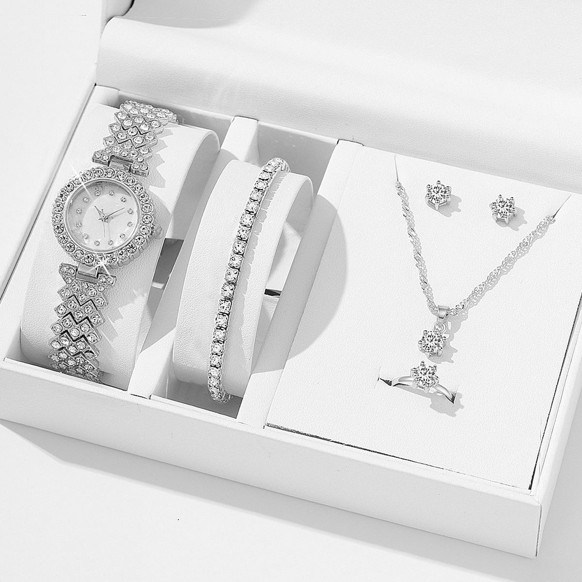 Diamond Women’s Luxury Rhinestone Quartz Watch Set