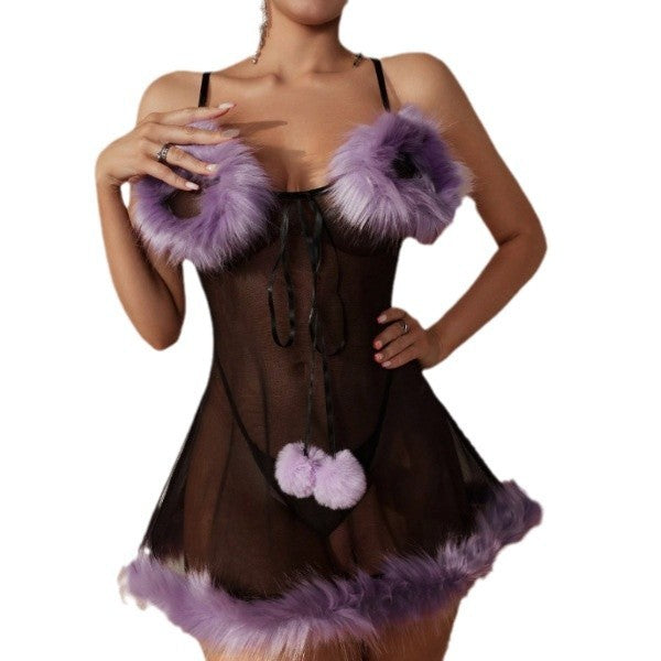 Plush Mesh Lingerie Sleepwear – Elegant and Stylish Pajamas