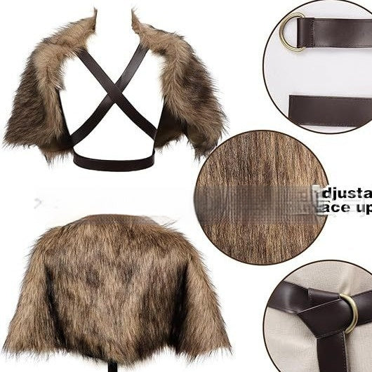 Viking Men's Cape And Shawl Oversleeve Booties Suit Artificial Wool