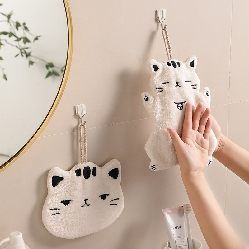 Hand-wiping Small Tower Cute Cat Hand Towel Bathroom Kitchen Hanging Towel