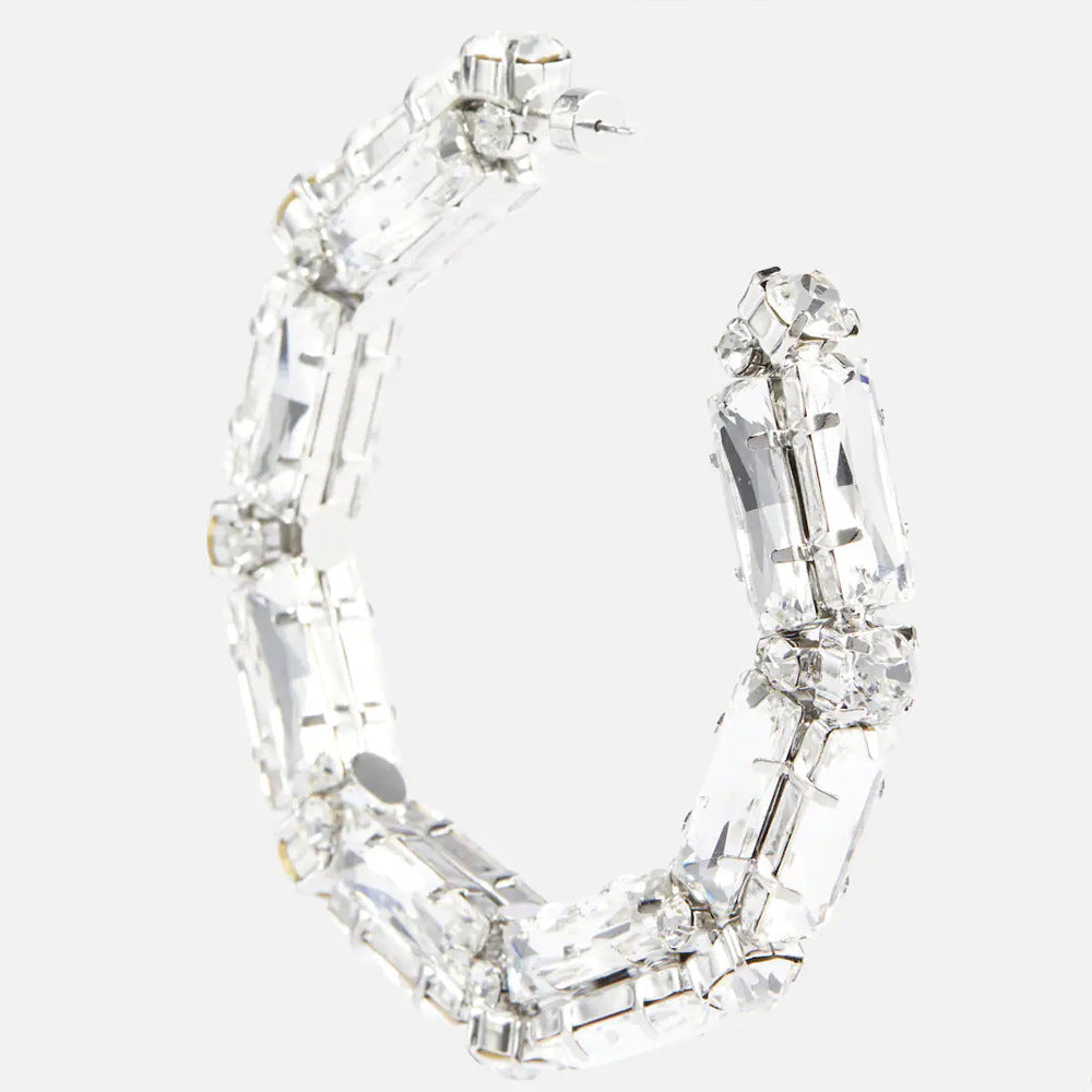 Rhinestone Earrings - Personalized Fashion Hoop Exaggerated Earrings