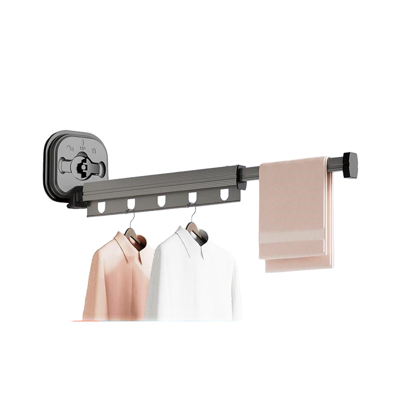 Suction Cup Folding Clothes Hanger - Indoor Home Balcony Aluminum Retractable Drying Rack