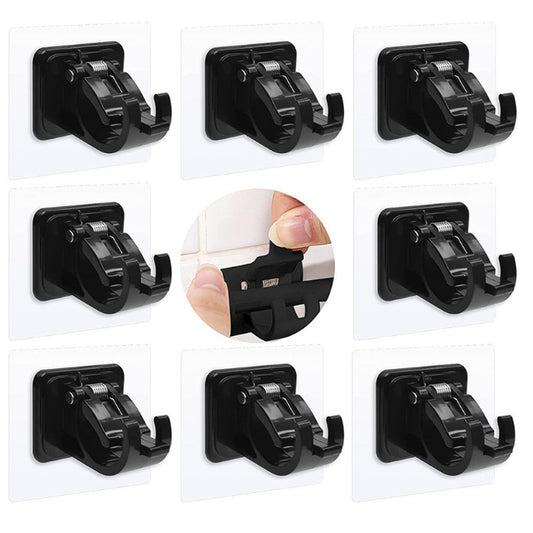 Black wall hooks displayed on a white background with close-up inset showing installation.