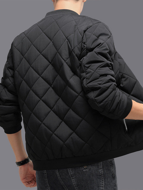 Fashion Rhombic-Sewing Design Cotton Coat