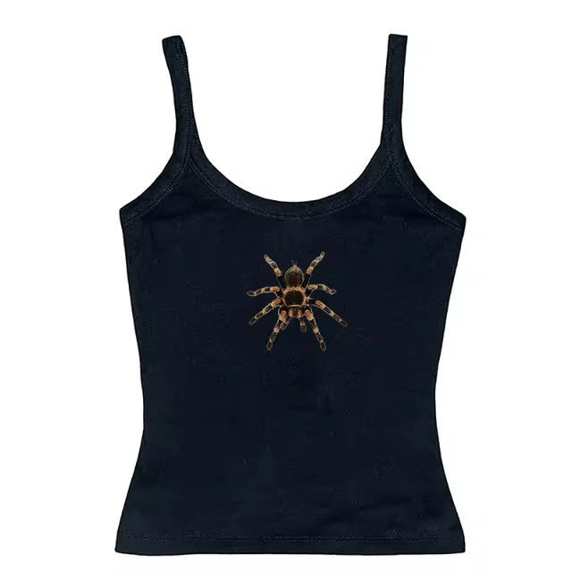 Cute Spider Print Pattern Lace Vest