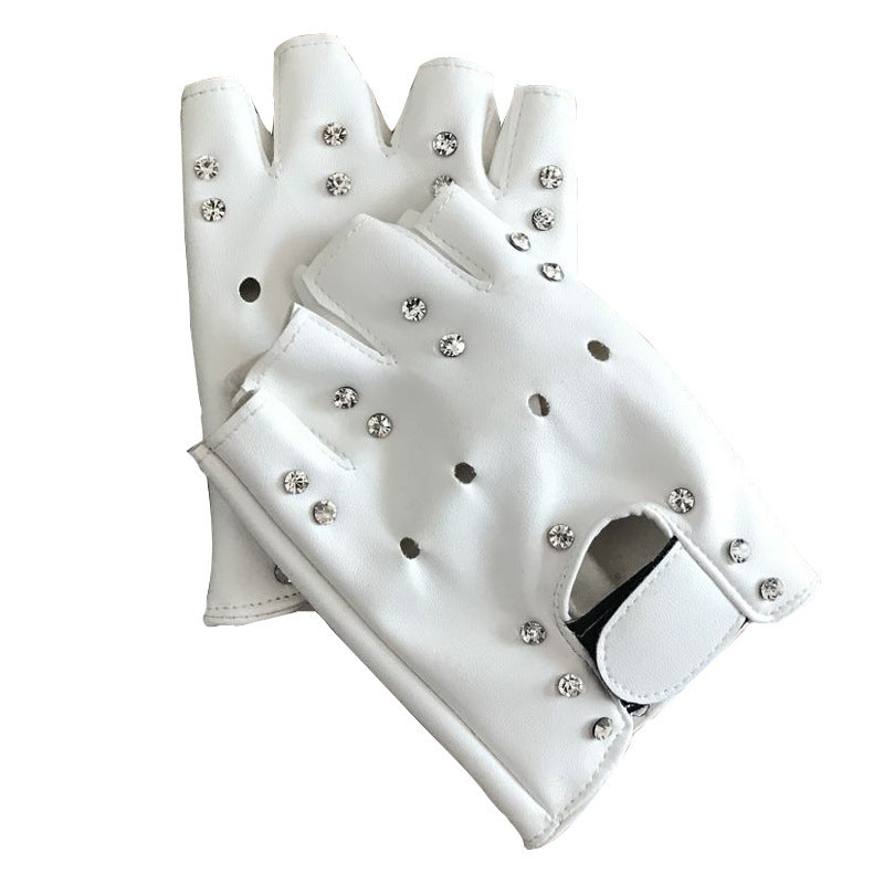 PU Kids Sports Big Kids Eat Chicken Half-Finger Riding Gloves