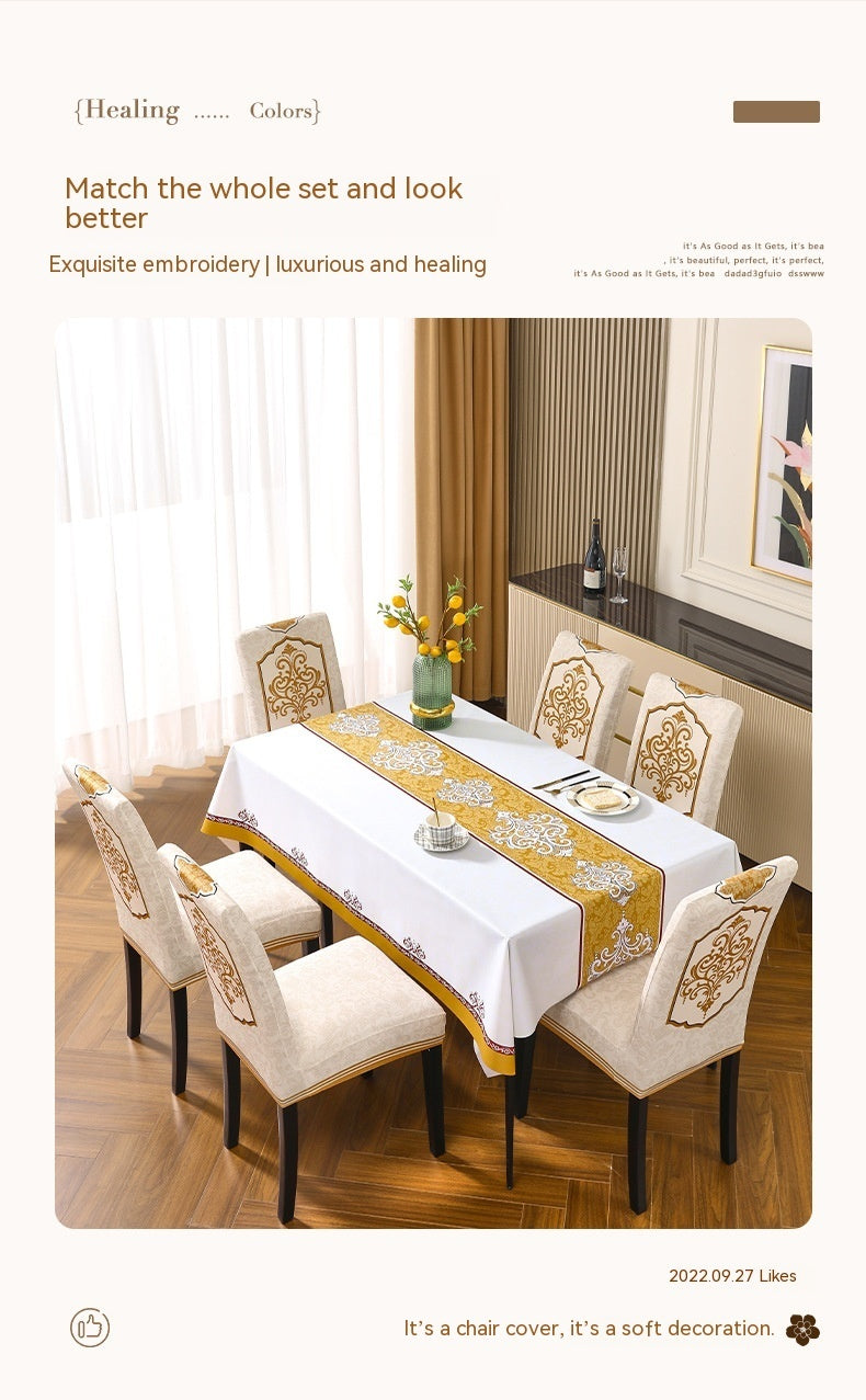 Exquisite Embroidered Thickening Dining Home Cushion Wind Elastic Chair Covers