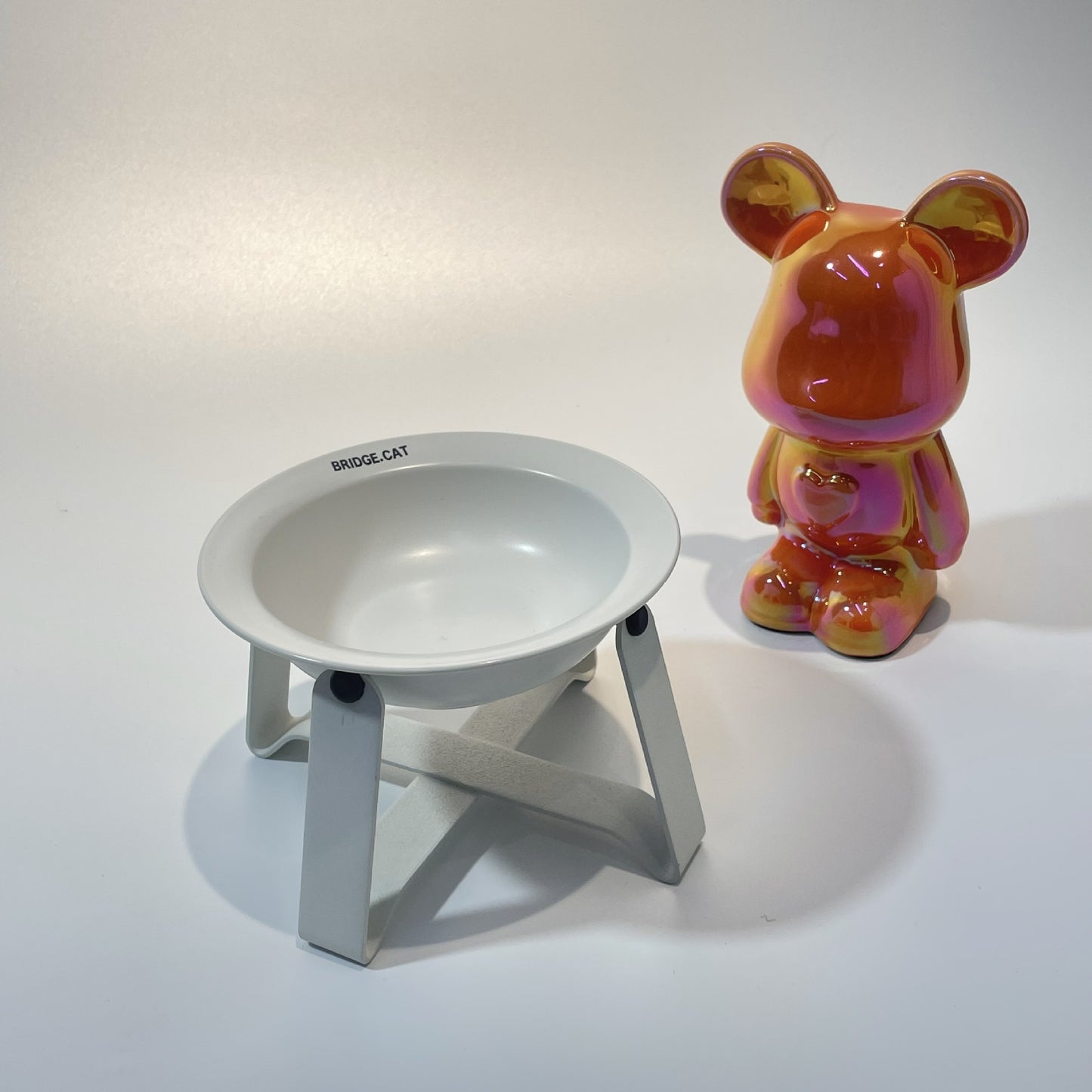 Ceramic Cat Bowl Cat Iron Frame High Leg Tableware Combination Fairy Dining Rack Cat Food Holder
