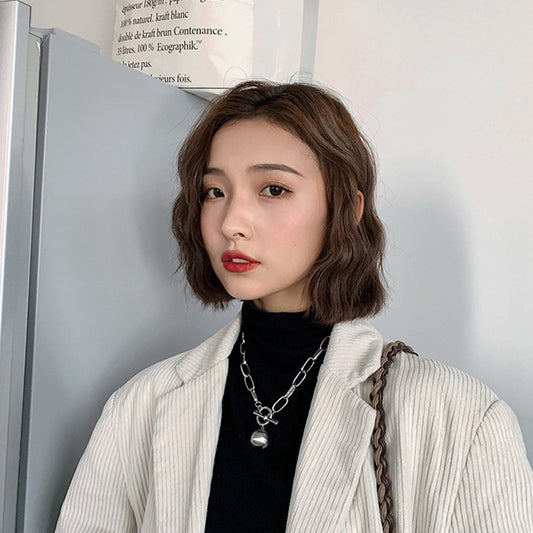 Female metal ball necklace