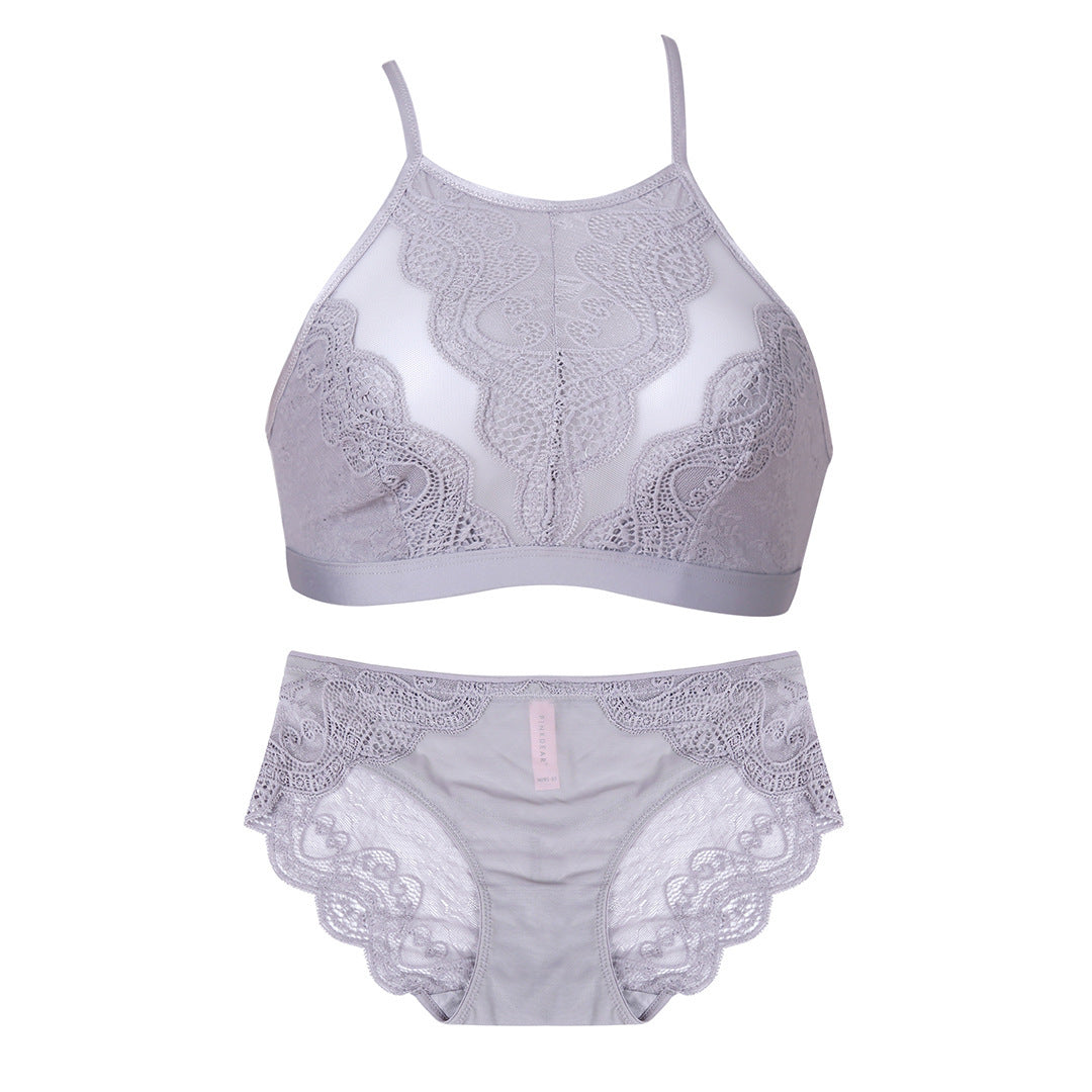Comfortable Ultra-Thin Bra Set with Embroidery and Jacquard