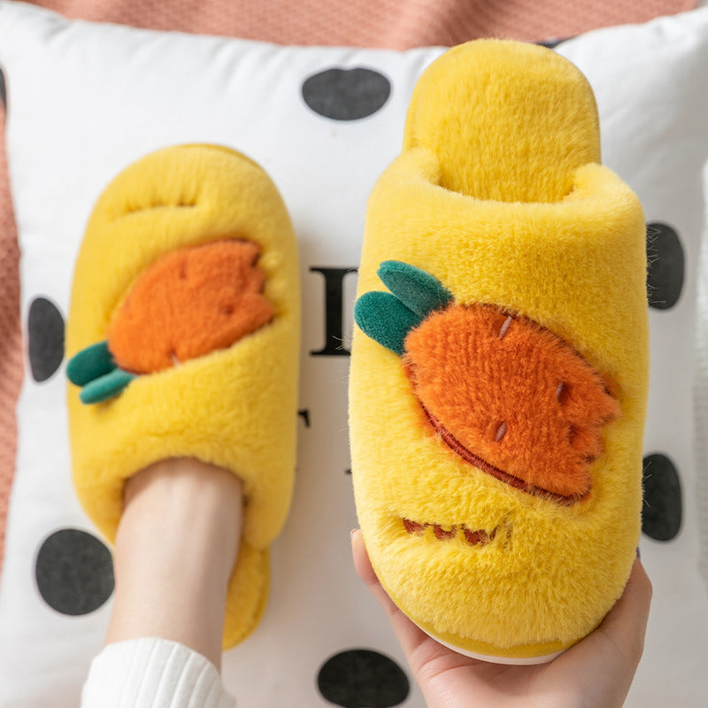 Bag heel thick-soled warm plush cotton slippers