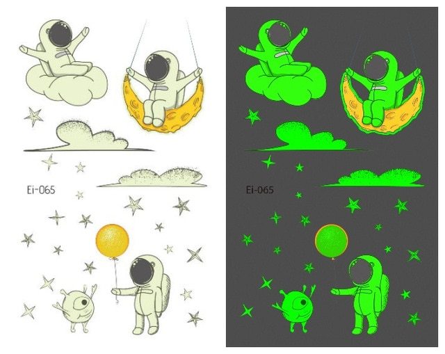 Waterproof Kids Aerospace Luminous Tattoo Stickers