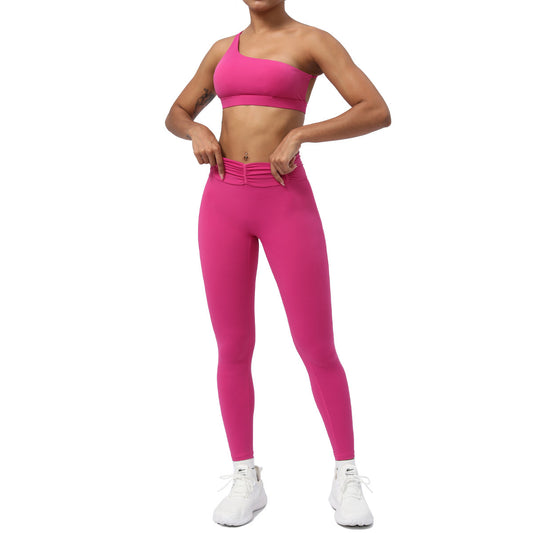 Women's Fitness Running Sports Pleated Yoga Clothes Suit