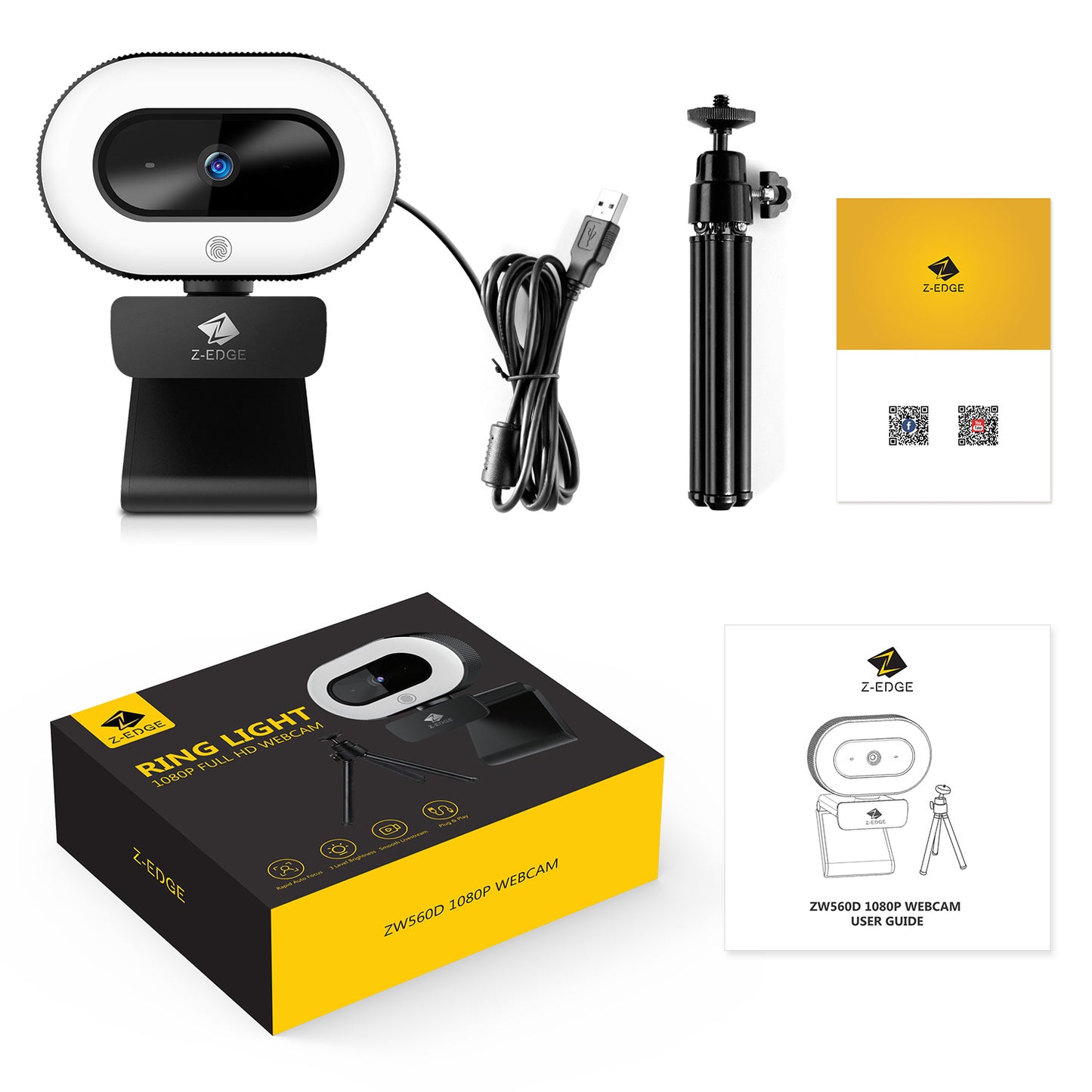 Z-EDGE ZW560D Full HD 1080P Webcam Auto Focus Web Camera For PC-Desktop-Laptop