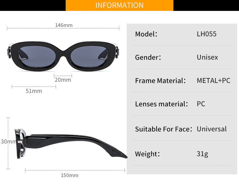 Oval Small Frame Trendy Sunglasses for Men & Women