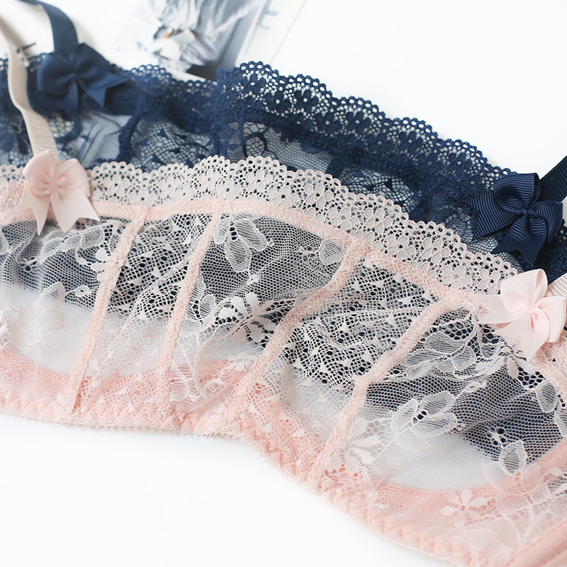 Women's Lace Bra and Underwear Set – Elegant Design with Steel Ring