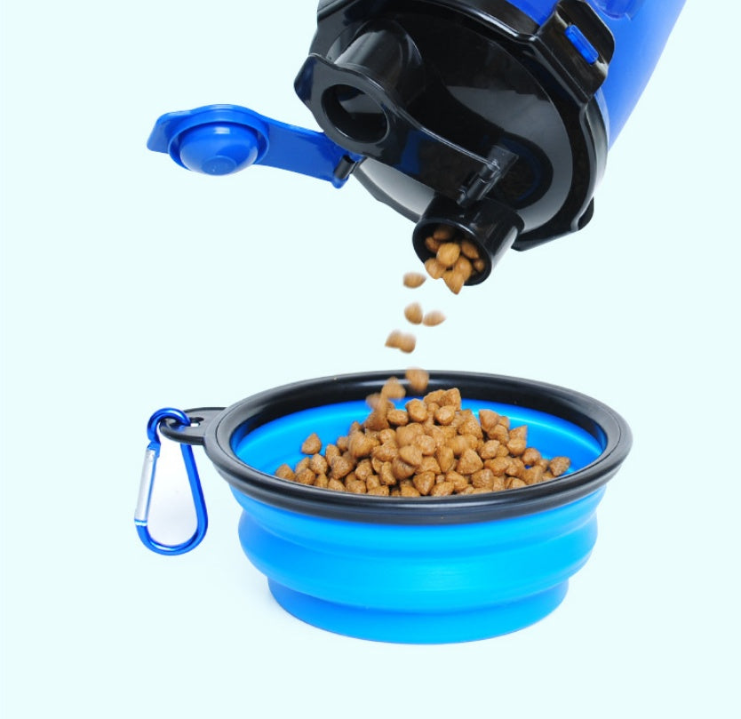 2-in-1 Pet Water Bottle Dispenser - Travel Portable Dog Cat Drinking Silicone Bowl