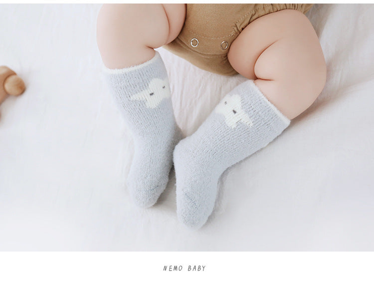 Mink Wool Newborn Thickened Baby Medium Tube Socks