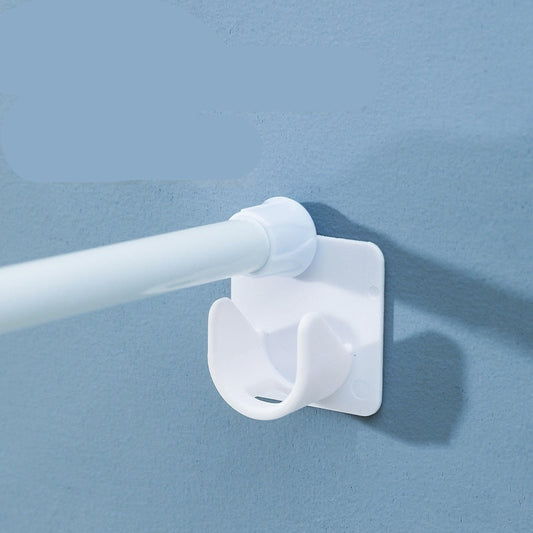 White curtain rod holder on a blue background with text about thickened ABS material.