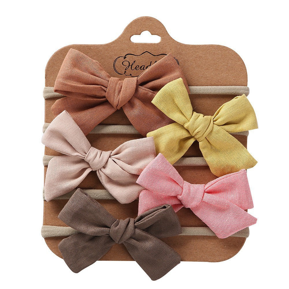 Children's Hair Accessories Handmade DIY Bow Hair Band 5-piece Baby Nylon Headband Set