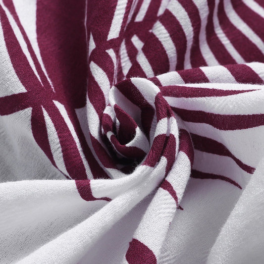 Close-up of maroon and white striped fabric